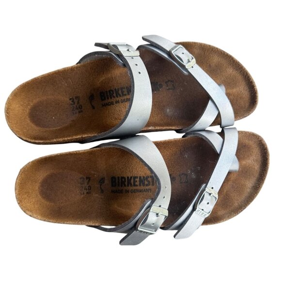 Birkenstock Mayari Silver Birkibuc Comfort Thong Women's Size 37 Sandals US 6 - Picture 1 of 6